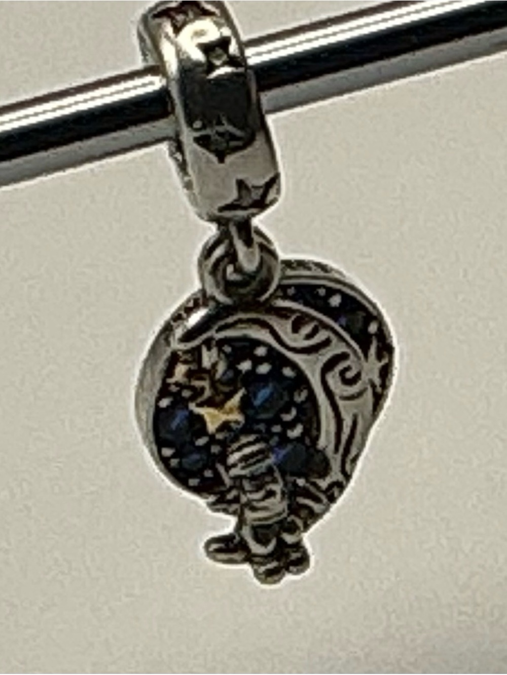 Pandora Santa On Moon Merry Christmas To All Dangle Charm Blue Enamel S925 ALE